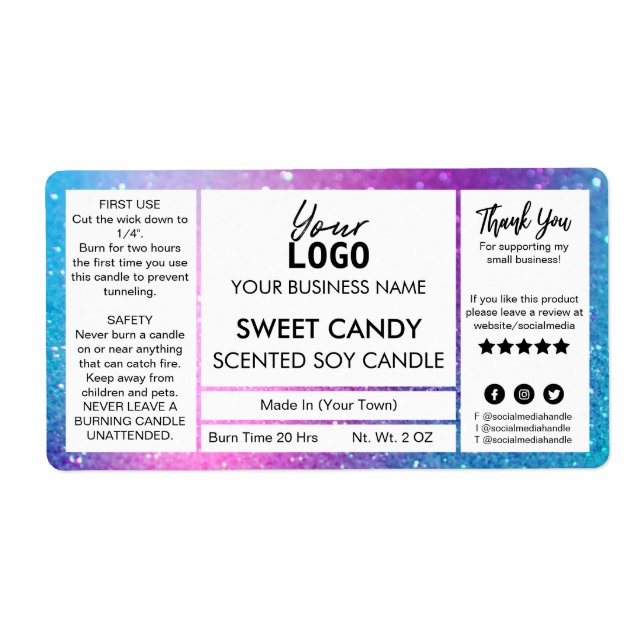 Galaxy Colored Candy Scented Soy Candle (Vorne)