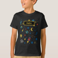 Galaxy-Design-T-Shirt mit Rakete und Sternen für J