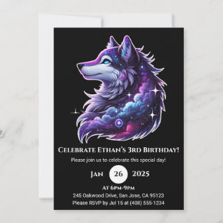 Galaxy Dream Wolf Einladung zum Geburtstag