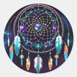 Galaxy Dreamcatcher Runder Aufkleber