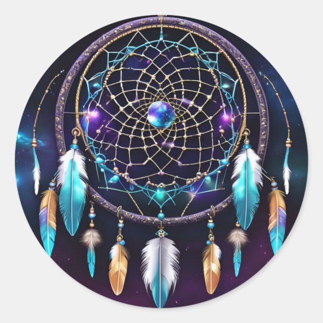 Galaxy Dreamcatcher Runder Aufkleber (Vorderseite)