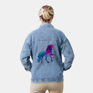 Galaxy Einhorn Himmel Farben Blau & Lila Damen Jeansjacke