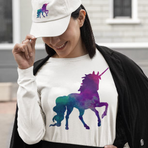 Galaxy Einicorn Sky Colors of Blue and Lila, ZKOA T-Shirt