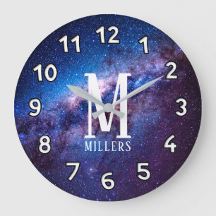 Galaxy family name large clock große wanduhr