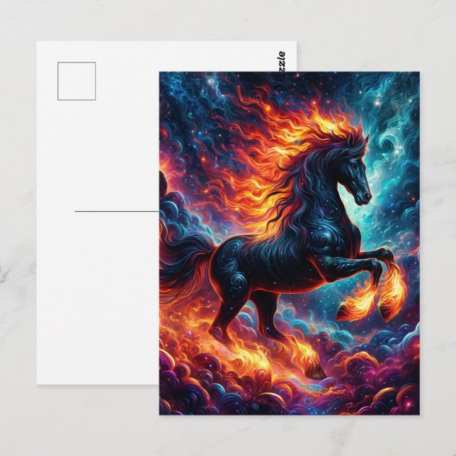 Galaxy Fire Horse Chinese New Year 2026 Postkarte (Vorne/Hinten)