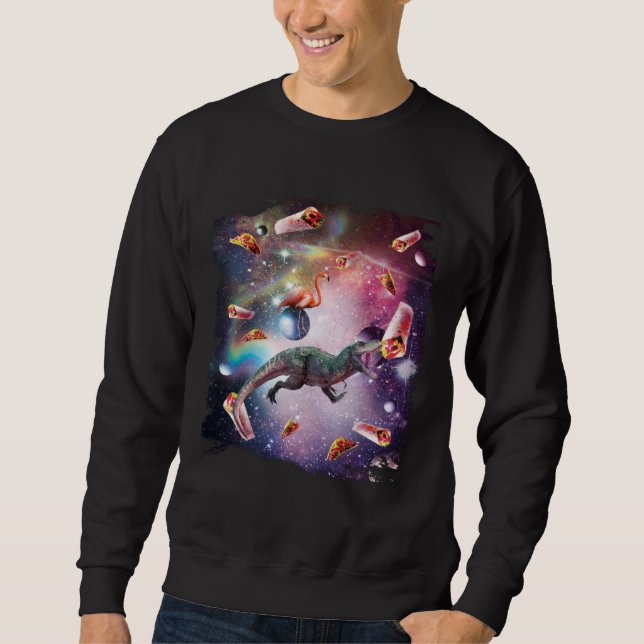 Galaxy Flamingo Riding Dinosaur In Space  Rainbow Sweatshirt (Vorderseite)
