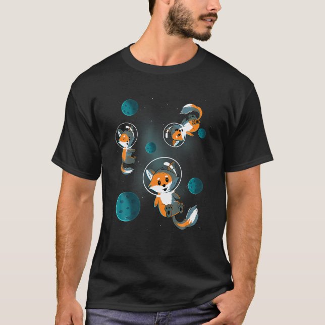 Galaxy Fox Foxes Space Stars Weihnachten Geburtsta T-Shirt (Vorderseite)