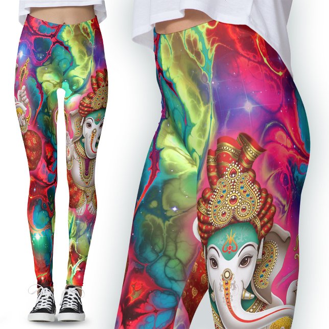 Galaxy Ganesh God Hippie Boho Psychedelic Leggings (Von Creator hochgeladen)