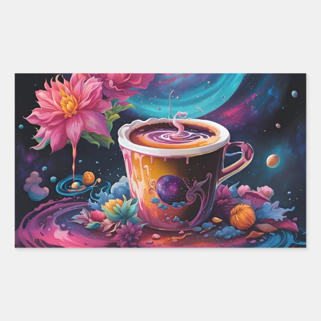 Galaxy Garden-Kaffee Rechteckiger Aufkleber (Vorderseite)