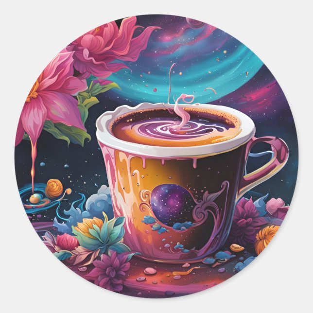 Galaxy Garden-Kaffee Runder Aufkleber (Vorderseite)