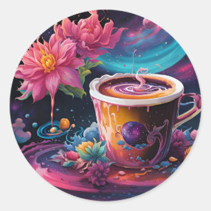 Galaxy Garden-Kaffee Runder Aufkleber