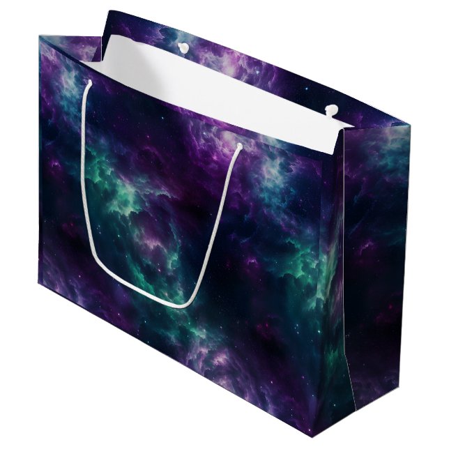 Galaxy Geschenktasche Geburtstagsparty Weltraum Große Geschenktüte (Vorderseite Schrägansicht)