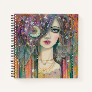 Galaxy Girl Boho Zigeuner Fantasy Art Skizzenbuch Notizbuch