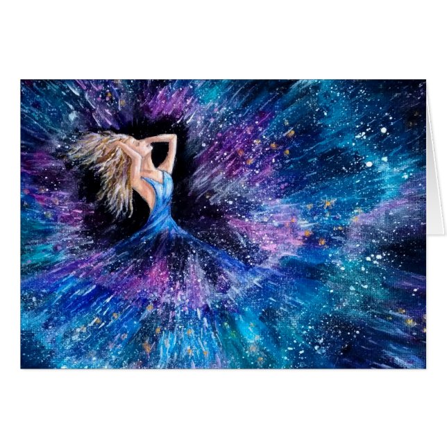 Galaxy Girl Space Star Burst Karte für sie. (Vorderseite (Horizontal))