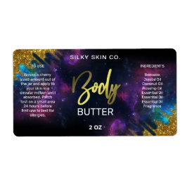 Galaxy Glitzer Black and Gold Body Butter Labels