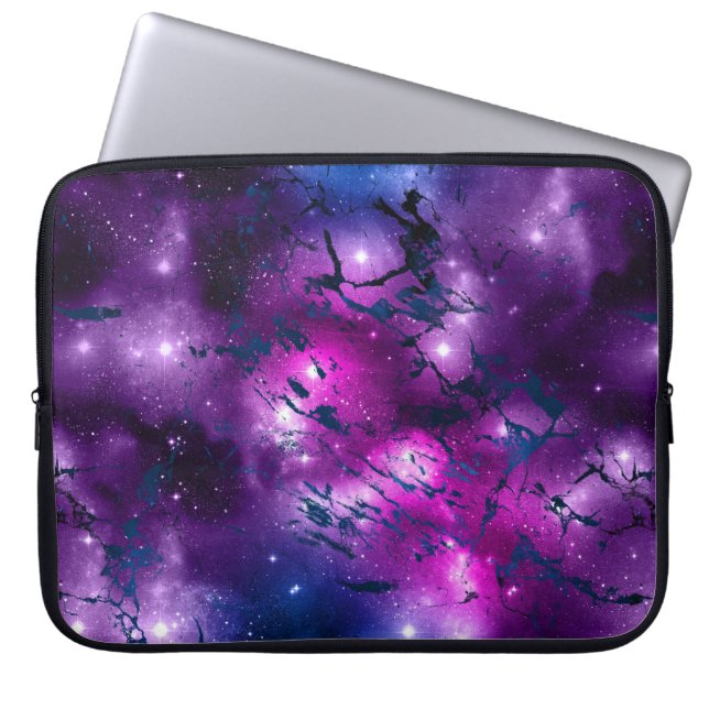 Galaxy Glow | Kosmisches Blau, Lila und rosa Marmo Laptopschutzhülle (Vorderseite)