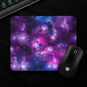 Galaxy Glow   Kosmisches Blau, Lila und rosa Marmo Mousepad
