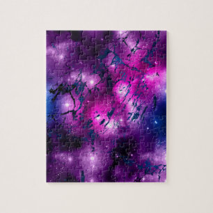 Galaxy Glow   Kosmisches Blau, Lila und rosa Marmo Puzzle
