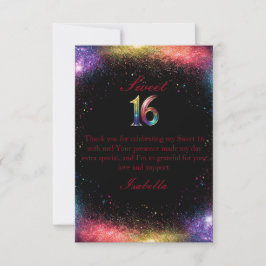 Galaxy Glow Sweet 16 Aufforderung Dankeskarte