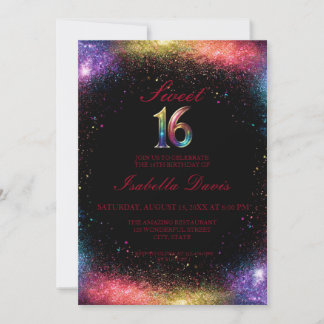 Galaxy Glow Sweet 16 Aufforderung Einladung