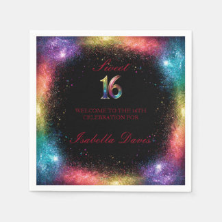 Galaxy Glow Sweet 16 Paper Napkins Serviette