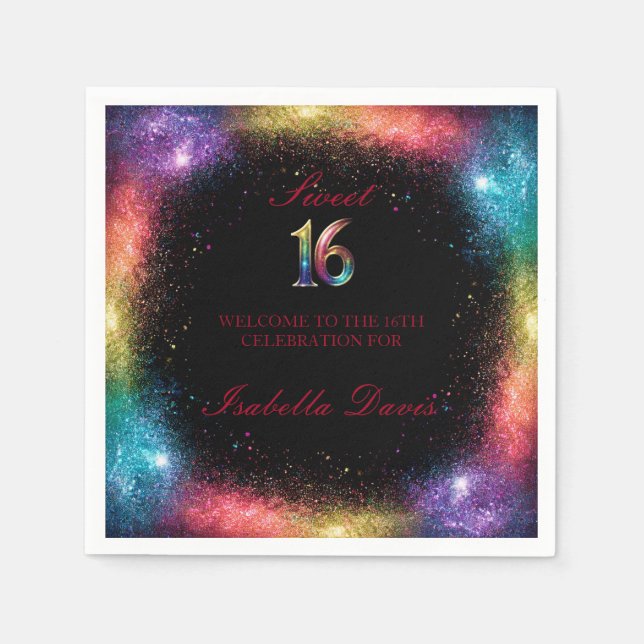 Galaxy Glow Sweet 16 Paper Napkins Serviette (Vorderseite)