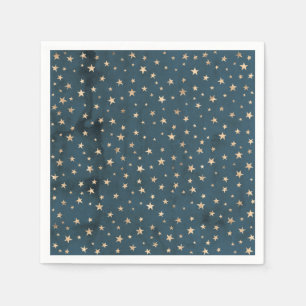 Galaxy Gold Stars Blue Paper Napkin Serviette