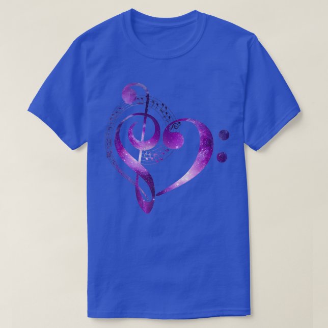 Galaxy Heart Music Treble Clef Bass Clef 2 T-Shirt (Design vorne)