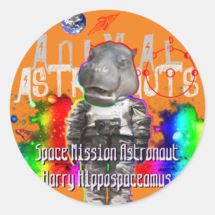 Galaxy Hippo Astronaut im Weltraum Runder Aufkleber
