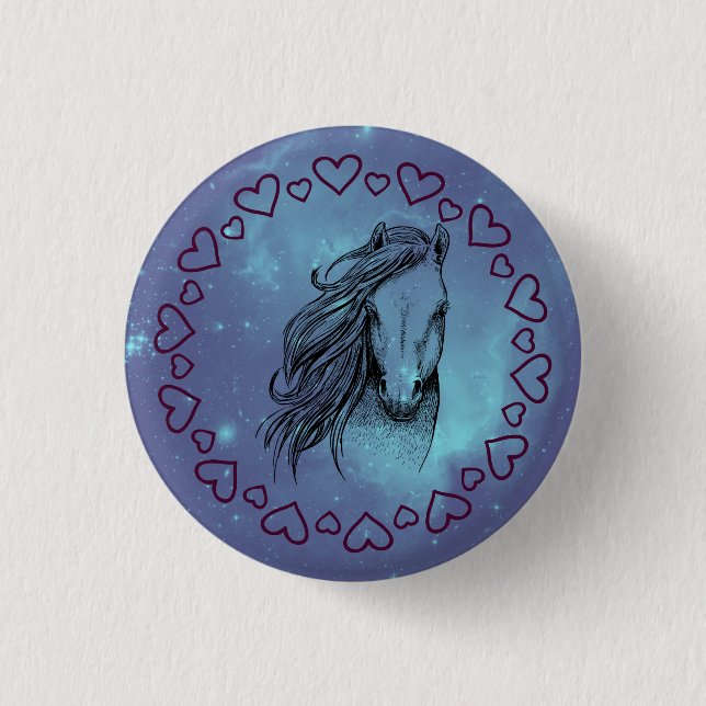 Galaxy Horse & Herz Button (Vorderseite)