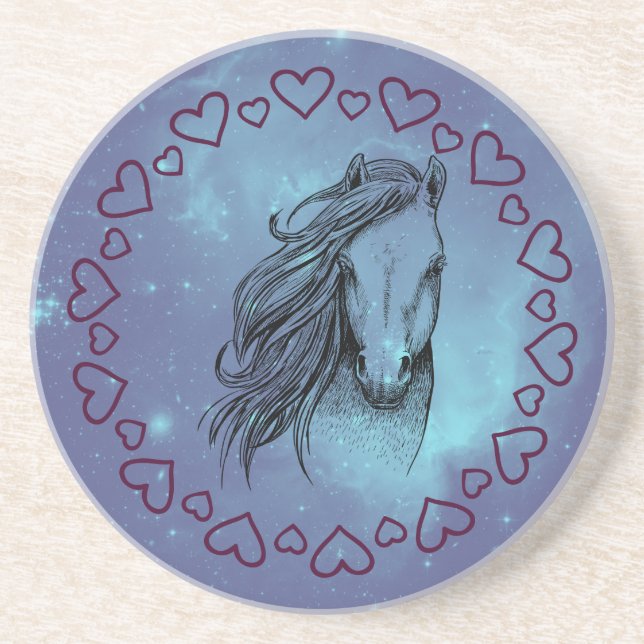 Galaxy Horse & Herz Getränkeuntersetzer (Vorne)