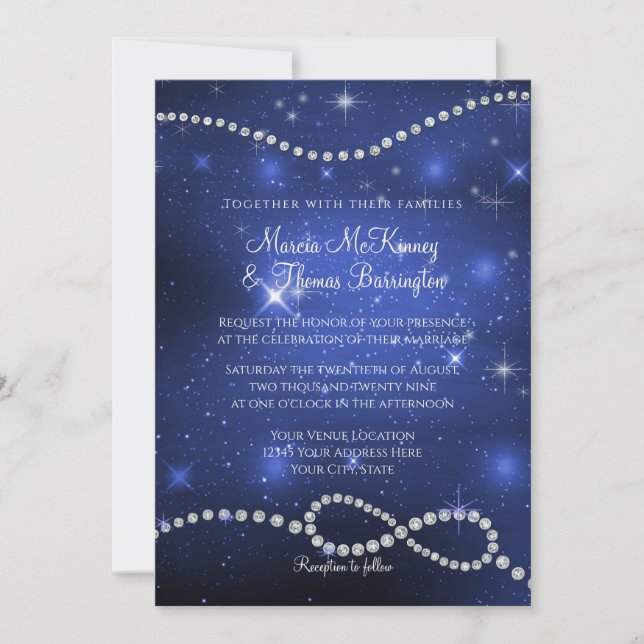 Galaxy Infinity Symbol Navy Liebe Twinkling Stars  Einladung (Vorderseite)