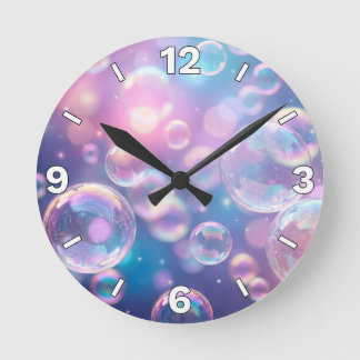 Galaxy Iridescent Soap Bubbles Dreamy Home Decor Runde Wanduhr