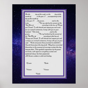 Galaxy Ketubah im kanadischen Reformtext Poster