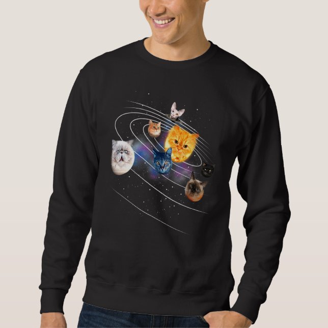 Galaxy Kitten Planets Solar Sun Earth Pluto Cat Un Sweatshirt (Vorderseite)