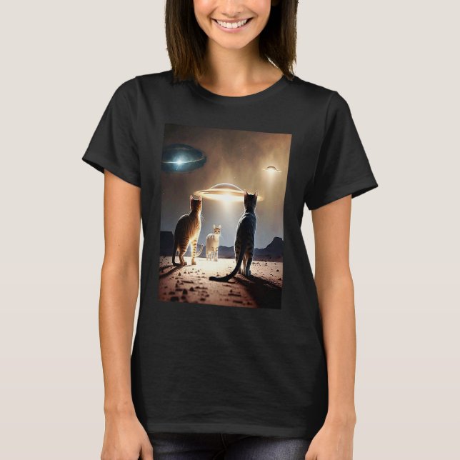 Galaxy Kittens Katze UFO Katze im Weltraum 29 T-Shirt (Vorderseite)