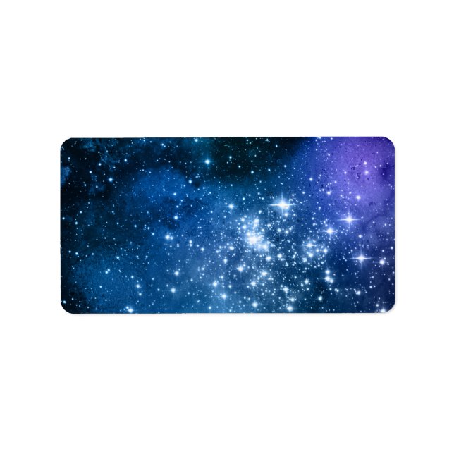 Galaxy liebt Starry Space Blue Sky White Glitzern Adressaufkleber (Vorne)