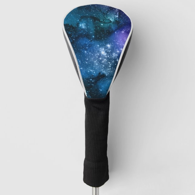 Galaxy liebt Starry Space Blue Sky White Glitzern Golf Headcover (Vorderseite)
