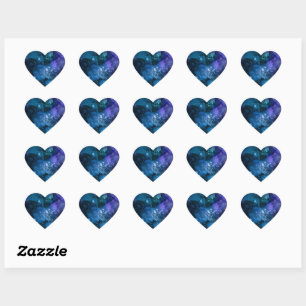 Galaxy liebt Starry Space Blue Sky White Glitzern Herz-Aufkleber