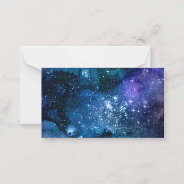Galaxy liebt Starry Space Blue Sky White Glitzern Mitteilungskarte (Vorderseite)