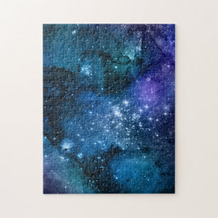 Galaxy liebt Starry Space Blue Sky White Glitzern Puzzle