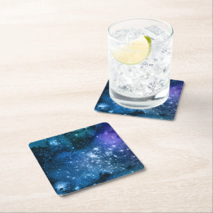 Galaxy liebt Starry Space Blue Sky White Glitzern Rechteckiger Pappuntersetzer