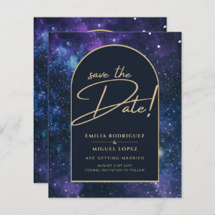 Galaxy Lila Blue Starry Night Wedding Rett Date
