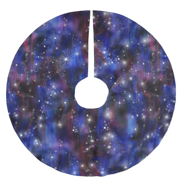 Galaxy lila schönes nächtliches Sternenhimmel Polyester Weihnachtsbaumdecke (Vorderseite)