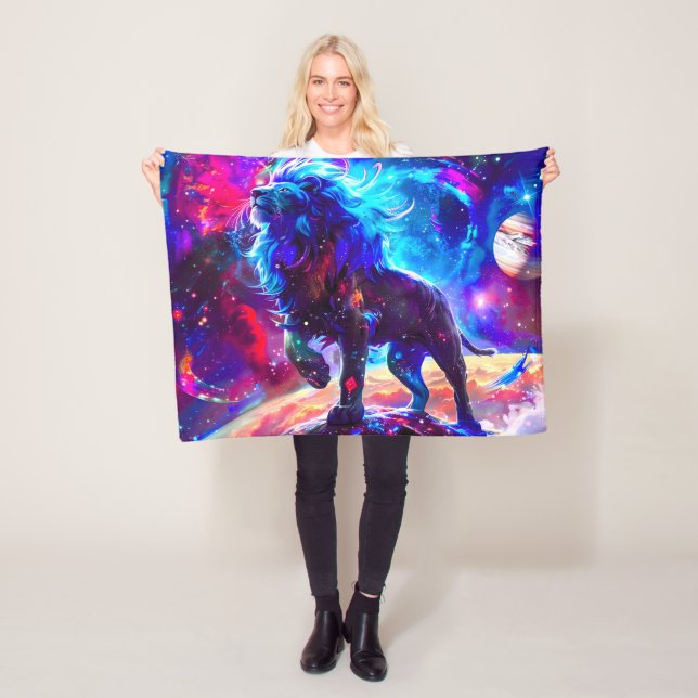 Galaxy Lion Blue Fleecedecke (Beispiel)