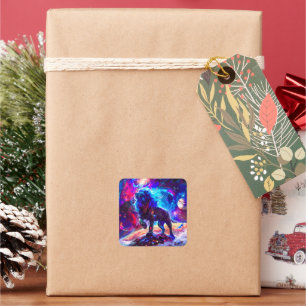 Galaxy Lion Blue Quadratischer Aufkleber