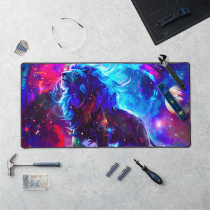 Galaxy Lion Blue Schreibtischunterlage