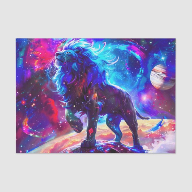 Galaxy Lion Blue Seidenpapier (Vorderseite)