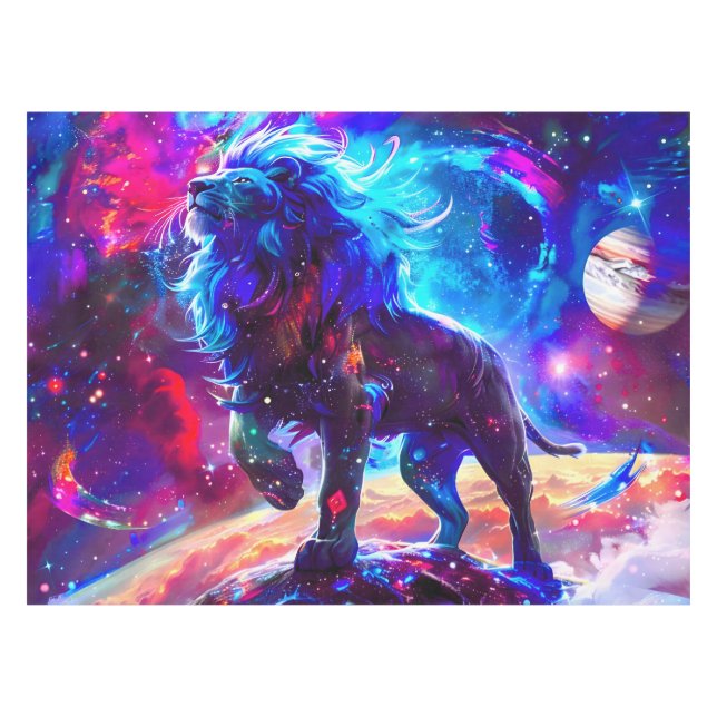 Galaxy Lion Blue Tischdecke (Vorderseite (Horizontal))