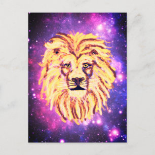 Galaxy Lion im Sternenweltraumspass Kinder Postkarte